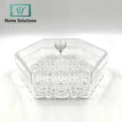 Hexagon Acrylic Dry Fruit & Snack Tray with Lid – Transparent Multi-Section Server