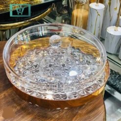 Round Acrylic Dry Fruit & Snack Tray with Lid – Transparent Multi-Section Server