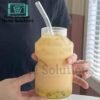 Retro Yogurt Bottle Shape Ice Tea Glass - 500ml