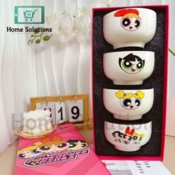 CN Powerpuff Girls Ceramic Rice Bowl Gift Box Set of 4 5 - Home Solutions