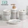Ceramic Bathroom Accessories Set of 4 Bath Set with Soap Dispenser 186C - Home Solutions