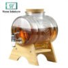 Barrel-Shaped Glass Water Dispenser with Elegant Bamboo Stand – Luxury Serveware