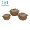 Food Warmer Hotpot Set Brown Gold Set of 3 JN2301 1 in Pakistan - Home Solutions