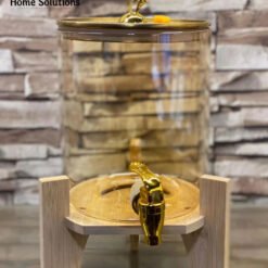 3.6L Glass Beverage Dispenser with Golden Tap – Elegant Clear Juice Server