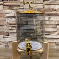 Alternative view of 3.6L Glass Beverage Dispenser with Golden Tap – Elegant Clear Juice Server