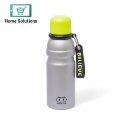 Stainless Steel Insulated Water Bottle with Screw-On Cap - 20.3 oz (600ml), Silver/Green Cup