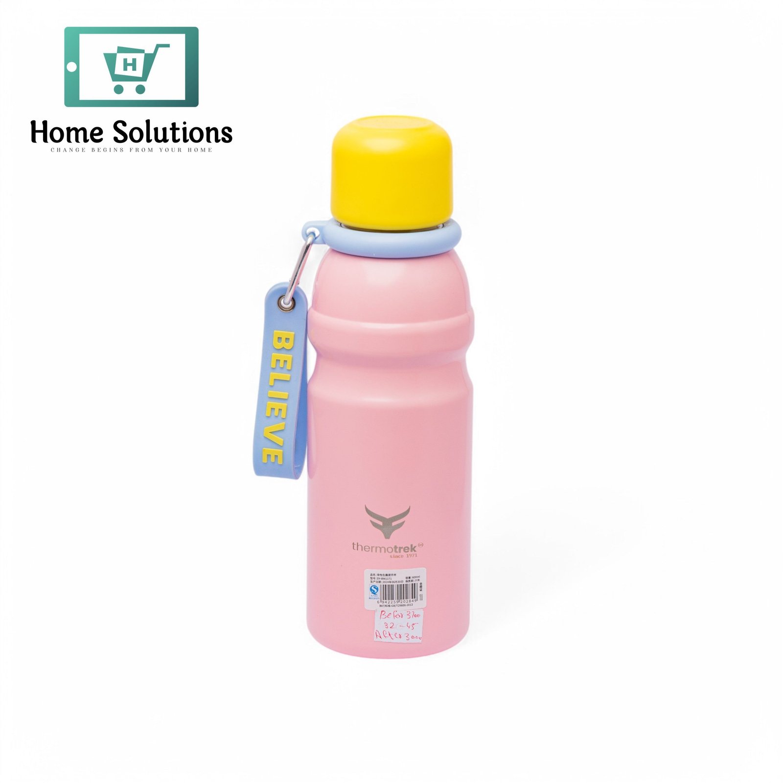 Stainless Steel Insulated Water Bottle with Screw-On Cap - 20.3 oz (600ml), Pink/Yellow Cup 4 Stainless Steel Insulated Water Bottle with Screw-On Cap - 20.3 oz (600ml), Pink/Yellow Cup - Image 2