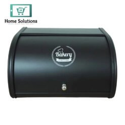 Vintage Metal Roll-Top Bread Box – Large Dust-Proof Storage Bin for Kitchen & Countertops (Black)