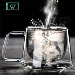 Alternative view of Double Wall Glass Coffee Mug with Handle Transparent - 200ml