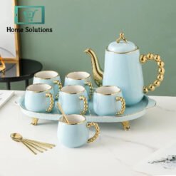 Elegant Coffee Serving Set 9-Piece – Cups, Saucers & Tray