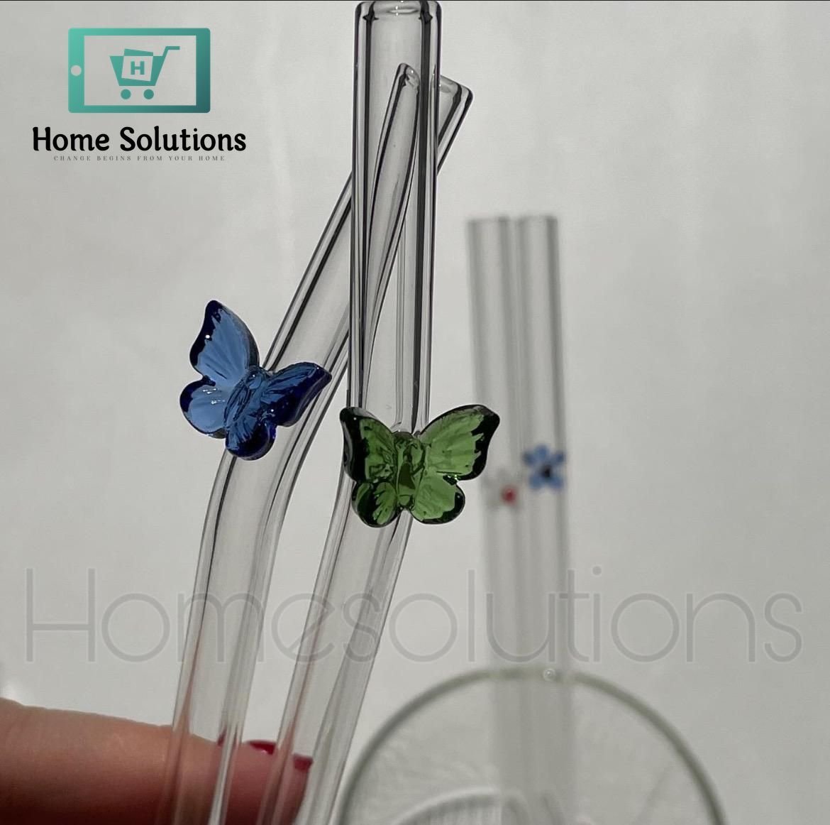 Butterfly Glass Straw - Set of 6 5 Butterfly Glass Straw - Set of 6 - Image 3