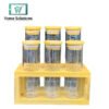 6-Piece Cylinder Glass Jar Condiment Organizer with Airlock Lids & Wooden Stand
