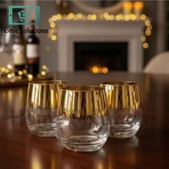 Danny Home 6-Pc Gold Rim Glass Set 345ml - Elegant Drinkware