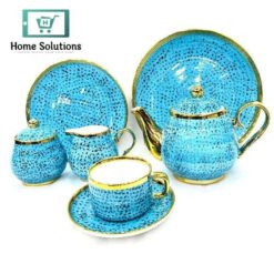 Bone China Tea Set 24-Piece  – Hand-Painted Pattern for Elegant Serving (Sky Blue)