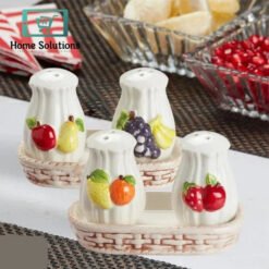 ceramic salt and pepper shakers set with tray for dining table used as namak dhani in Pakistan - Home Solutions