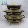 Ceramic Chafing Dish Buffet Set – Marble Finish Chafer & Food Warmer - Oval