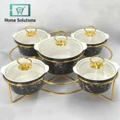chafing dish buffet set ceramics chafer with marble finish chafer and buffet warmer round 5 pcs 0 in Pakistan - Home Solutions