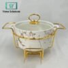 chafing dish buffet set ceramics chafer with marble finish chafer and buffet warmer round 9 inch 1 in Pakistan - Home Solutions