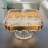clear acrylic square dessert serving platter with gold belt 5 compartments lid 1 in Pakistan - Home Solutions