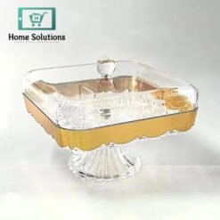 Alternative view of Elegant Crystal Dry Fruit Server with Gold Accents – Premium Snack & Treat Dish (Small)