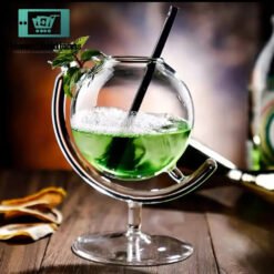 Creative Earth Globe Shape Cocktail Glass 330ml With Sleek Glass Straw 9 Creative Earth Globe Shape Cocktail Glass 330ml With Sleek Glass Straw TABLEWARE