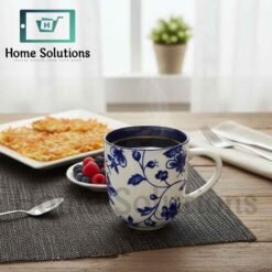 Alternative view of Elegant Blue Floral Porcelain Mug | 400ml Coffee Tea