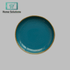 Danny Home Ceramic Dinner Plate – Glossy Teal with Gold Rim for Elegant Dining