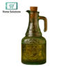 danny home vintage green glass oil bottle embossed design with cork lid for olive vinegar pouring 384 - Home Solutions