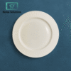 danny home white ceramic dinner plate classic ribbed rim design for elegant table setting 677 - Home Solutions