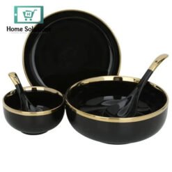 dinner set black round porcelain with wide golden line 51 pieces 2 in Pakistan - Home Solutions