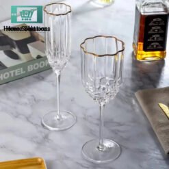 Flower Bud Crystal Goblets and Fluet Glass - Set of 6