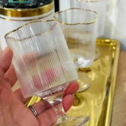 Flower Bud Crystal Low Stem Glass Set of 6