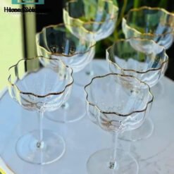Flower Bud Real Crystal Martini & Cocktail Stem Glass - Set of 6