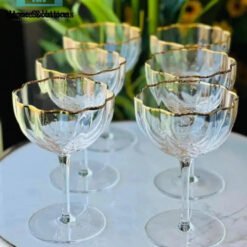 Flower Bud Real Crystal Martini & Cocktail Stem Glass - Set of 6