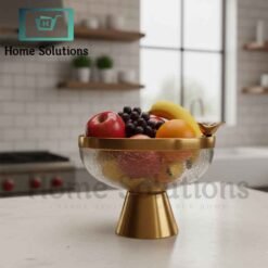 Elegant Turkish Fruit Bowl | Brass & Glass Decor