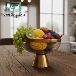 Alternative view of Elegant Turkish Fruit Bowl | Brass & Glass Decor