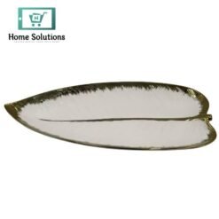 Leaf-Shaped Ceramic Tray 16 Inch – Elegant White Serving Plate
