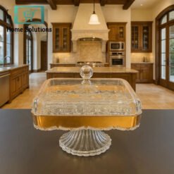 Elegant Crystal Dry Fruit Server with Gold Accents – Premium Snack & Treat Dish (Large)