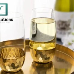 Luxury Handmade Gold Hammered Base Long Glasses Made Of Crystal - Set of 6