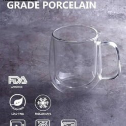 MANGOLIAN 400ml Double Wall Borosilicate Glass Mug