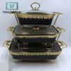 Luxury Rectangular Ceramic Chafing Dish – Elegant Buffet Casserole with Stand
