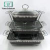 more n more rectangular luxury ceramic chafing dish casserole with stand 3 pcs 1 in Pakistan - Home Solutions