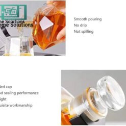 Owetsha Opulence Diamond Shape Whiskey Serving Bottle With Two Glasses And Stylish Wooden Stand 9 Owetsha Opulence Diamond Shape Whiskey Serving Bottle With Two Glasses And Stylish Wooden Stand