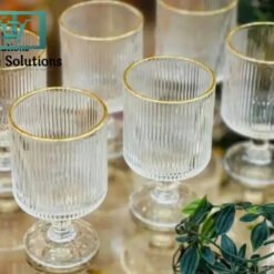 Ripple Effect Low Foot Real Crystal Gold Rim Glass - Set of 6 TABLEWARE