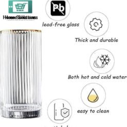 ROSSEL Crystal Self Linning Easy Grip Drink Glass Set of 6 Highball