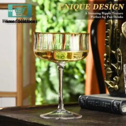 ROXBURGH Real Crystal Martini Glass with Gold Rim & Long Stem - 10oz - Set of 6 TABLEWARE