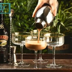 ROXBURGH Real Crystal Martini Glass with Gold Rim & Long Stem - 10oz - Set of 6 TABLEWARE