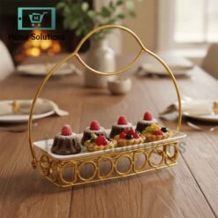 Gold ButterflyElegant Gold Dessert Tray with Handle