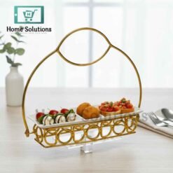 Alternative view of Gold ButterflyElegant Gold Dessert Tray with Handle