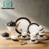 Rustic Design Complete Tea Set With Elegant Gold Touch - 24 Pieces 1 Rustic Design Complete Tea Set With Elegant Gold Touch - 24 Pieces White-Gold